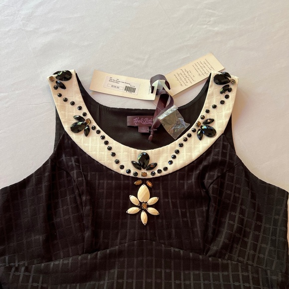 Hale Bob Beaded Color Blocking Dress Black/ White Sz L NWT - Picture 7 of 12